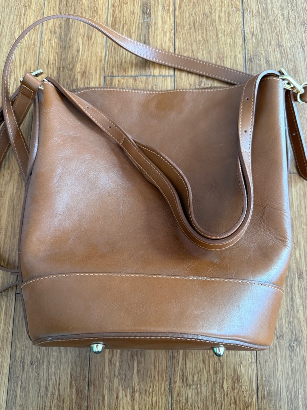 Source Unknown Tan Brown Leather Crossbody Bag